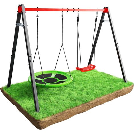 Balançoire Double (métal) avec balançoire NID et SIÈGE I Charge maximale 150 kg I Balançoire de Jardin pour Enfants I Made in EU I
