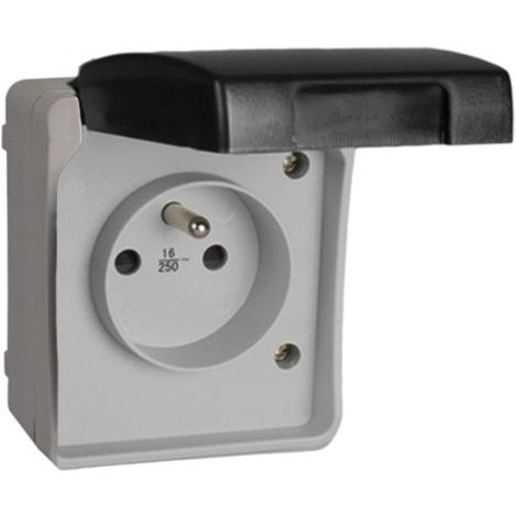 3360F Bloc prise étanche 2P+T (français) IP44, certifié NF - Montage en surface - SOLERA
