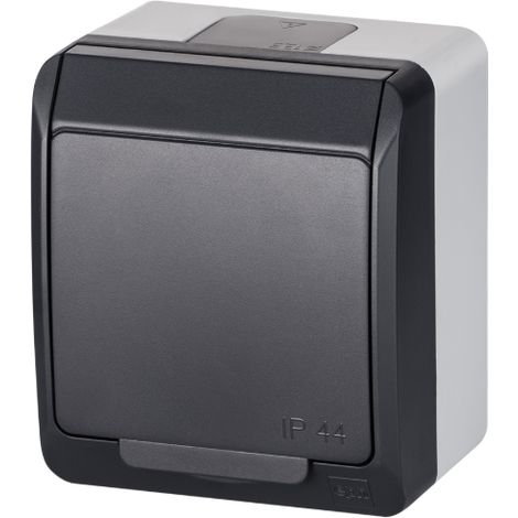 Hermes Einzelsteckdose mit/ohne 2P+Z Schuko IP44 Anthrazit 0324-07