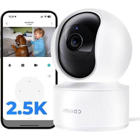 2,5K 4MP Caméra Intérieure pour Animaux et Bébé, 360° Surveillance Chien Caméra sans Abonnement, Compatible Xiaomi Home App, Audio Bidirectionnel, Vision Nocturne Couleur, Stockage Local (C21) (1/5)
