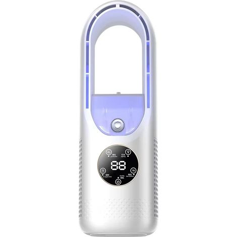 Mini-refroidisseur d'air portable 3-en-1 avec humidificateur et veilleuse, ventilateur silencieux de bureau, réservoir d'eau de 100 ml pour la maison et le bureau-BLANC (1/5)