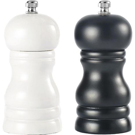 Handmühle aus Massivholz, Gewürzflasche, PU-Lackierung, Pfeffermühle – weiß  schwarz