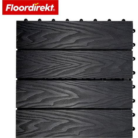 WPC-Terrassenfliese Noble 3D 30 x 30 cm Schwarz  11 Stück