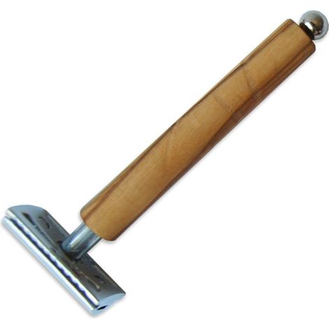 Rasoir de sûreté traditionnel avec manche en bois d'olivier peigne fermé 11 cm - PANGIVO (1/2)
