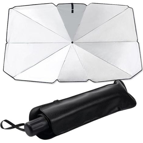 Auto-Sonnenschutz in Schirmform, schwarz-silber, 125 x 65 cm (1/5)
