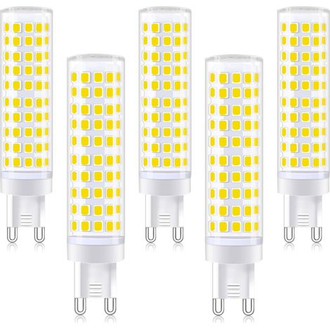 Lot de 5 ampoules LED G9, lumière naturelle 4000K, 12W (équivalent 100W), 1100LM, ampoule céramique, économie d'énergie, sans scintillement, non dimmable (1/5)