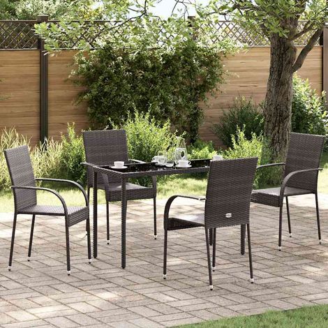 vidaXL Chaises empilables d'extérieur lot de 4 Résine tressée Marron (1/5)