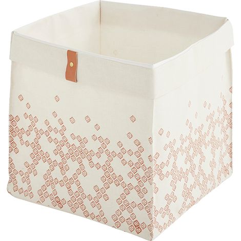 Panier de rangement souple - Pliable - Poignée effet cuir - Motif Bohême - Polycoton - 31x31x31cm - BOX & BEYOND (1/5)
