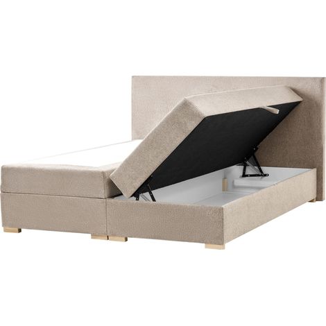 Divan Bed with Storage Taupe Fabric EU Super King Size 6ft Upholstered with Storage Modern Style MAJOR (1/5)