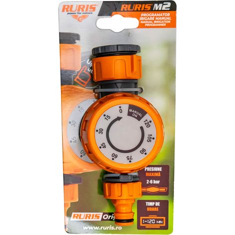 Programmateur d'arrosage mécanique RURIS M2 - Minuterie 1 à 120 min - Réglage par simple bouton - Pression 2 à 6 bars - ABS durable - Réducteur inclus (1/5)