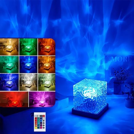 Veilleuse LED rechargeable effet vague interrupteur tactile télécommande 16 couleurs RGB projection ciel étoilé idéale chambre et fêtes (1/5)