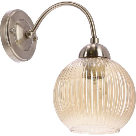 Applique vintage nickel mat verre ambre E27 60W Medina (1/2)