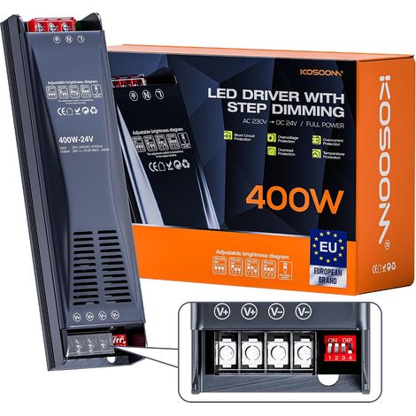 Transformateur LED 24v 400W 16.66A 1pcs 230V 220V Alimentation DC Transfo pour ruban LED driver dimmable alimentation basse tension transfo pour power supply tranformateur alim 24v (1/5)
