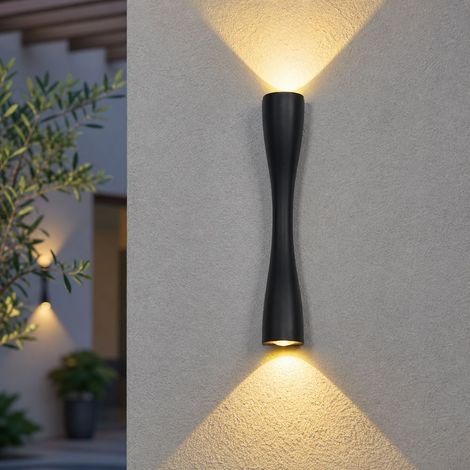 Applique murale LED design moderne en aluminium, étanche IP66 pour intérieur et extérieur, éclairage double, 35cm, noir/blanc/doré (1/5)