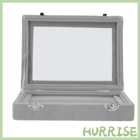 Garosa étui de rangement de bijoux Boîte à bijoux 7 fentes, porte-bijoux en velours, vitrine de rangement lunettes boite Gris (1/4)