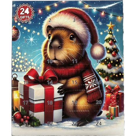 Calendrier De Lavent - 24 Figurines Capybara - Décoration Arbre De Noël Et Bureau - Cadeau Pour Enfants Et Adultes - Lot De 1 (1/3)