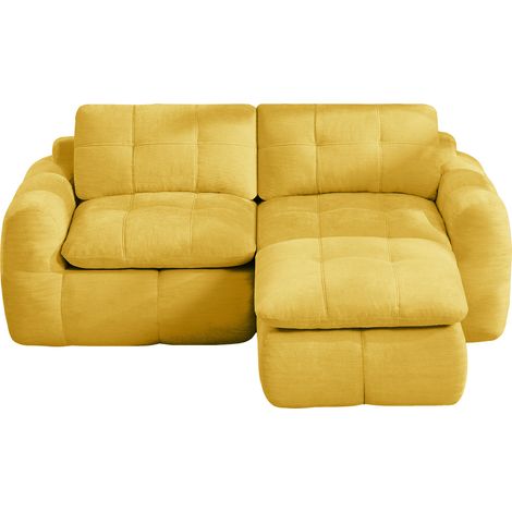 Modulares L-Ecksofa 2-Sitzer aus gelbem Chenille ohne Montage (1/5)