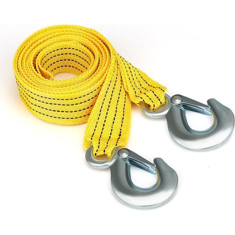 Câble de sangle de traction remorquage 4M – Capacité 3 tonnes – Polyester traité pour réduire vibrations – Crochets en acier de sécurité (1/4)