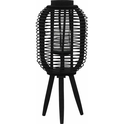 246821 vidaXL Freestanding Candle Lantern Holder Bamboo Black (1/4)