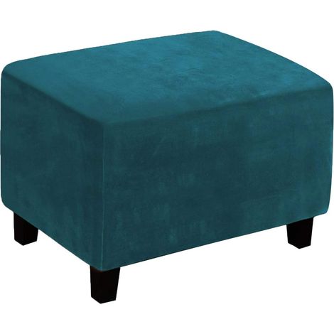 Protective cover for ottoman footstool, folding storage stool, furniture cover with non-slip elastic base for living room (XL, dark teal) (1/5)