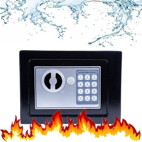 Sicherer, kompakter Sicherheitsschrank, Mini-Haussafe und Schließfach, 4.6L digitaler PIN-Code und Notschlüssel, mit Samtmatte und Batterie, für Home Office Hotel, Schwarz (1/5)