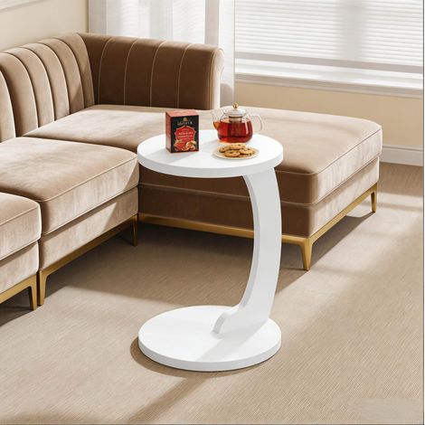 Tavolo rotondo C in MDF bianco 38 x 55 cm OKMYHOME (1/5)