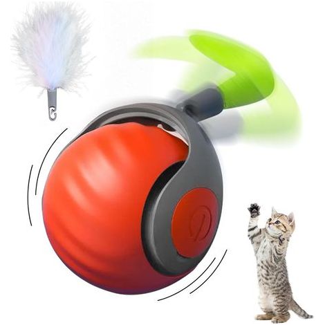 Jouet Chat Interactif, Balle Interactive Chat, Jouet Intelligent pour Chat, Jouet pour Chat avec Rechargeable par USB - 2 Modes de Travail, Balle Electrique Automatique Rotatif à 360° (orange) (1/5)