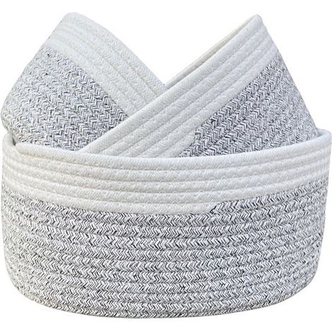 Cesti portaoggetti (set di 4: 1 grande, 1 medio, 2 piccoli, marroni) Cesti in corda di cotone intrecciata, scatole portaoggetti, cesti intrecciati, cameretta dei bambini (1/5)