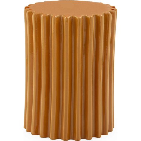 Tabouret céramique orange design contemporain pour salon ou terrasse - orange terre cuite lumineux (1/3)