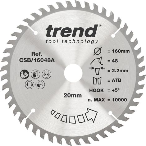 Lame de scie circulaire bois 160 mm, 48 dents, 2,4 mm, 20 mm, TCT (1/5)