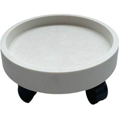 Rollbarer Pflanzenständer für Blumentöpfe mit multidirektionalen Rollen, mobiler Ständer aus weißem Kunststoff, für Balkon und Garten, Crezuo-Chrom (1/5)