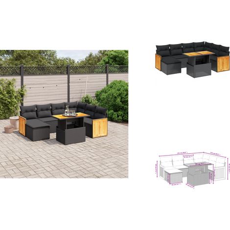 8-tlg. Garten-Sofagarnitur mit Kissen Schwarz Poly Rattan - Gartenmöbel Set - PE-Rattan Möbel - Outdoor Lounge - Gartenlounge - Terrassenmöbel (1/3)