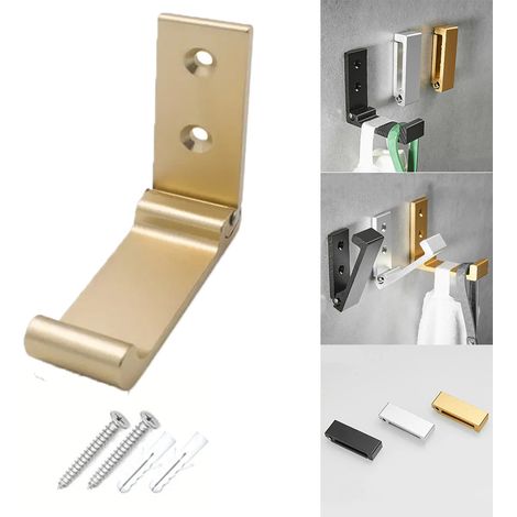 Crochets Muraux Pliables En Aluminium, 1 Paquet, Rangement De Fournitures De Salle De Bain Et De Cuisine, Pliable Multifonctionnel (Or) (1/5)