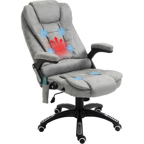 Fauteuil de direction ergonomique, réglable, avec fonction massage et chauffage, supportant jusqu'à 120 kg, gris.