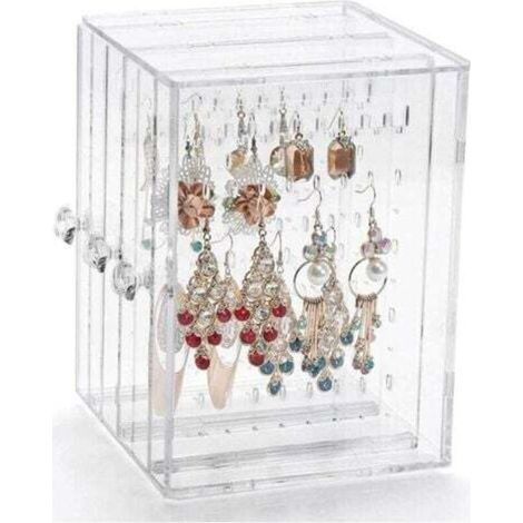 Support de Boucle d'oreille Acrylique Boucle d'oreille en Présentoir Rangement Boucles Doreilles Porte Boucles d'oreilles Boîte de Rangement avec 3 Tiroir Vertical pour Femmes (1/4)