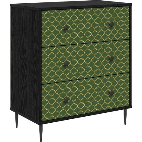 Cajonera GELEEN Impresión geométrica en esmeralda Roble Negro vidaXL (1/5)