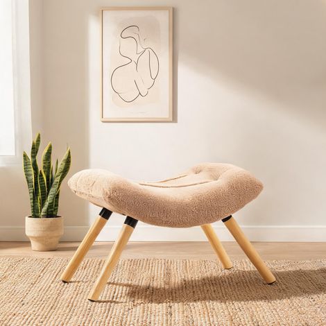 Pouf coloris marron en polyester mousse 67 x 45 x 38 cm (1/5)