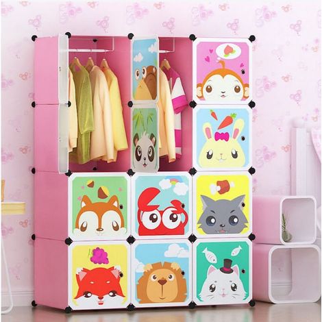 4 Couches 12 Portes Armoire de Rangement en Plastique 111 37 147CM Rose (1/5)