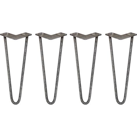 4 Gambe per Tavolo a Forcina SkiSki Legs 35,5cm Acciaio Naturale 2 Rebbi 12mm (1/5)