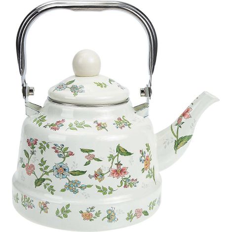 Théière en émail à motifs rétro, idéale pour la maison ou l'hôtel, capacité de 1,7 litre, dimensions 9,43 x 9,43 x 5,89 pouces, 1 pièce par paquet. (1/5)