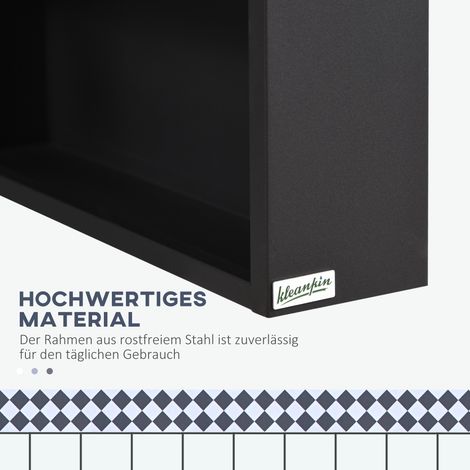 Armoire à miroir en acier inoxydable, rangement mural avec 2 étagères intérieures et étagère ouverte en verre pour salle de bain, 46x13,5x58 cm (1/5)