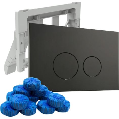FugaFlow Eccelente Plaque de commande Press avec porte-bloqueur de toilettes - pour réservoir encastré Geberit UP320 - double chasse - boutons ronds -