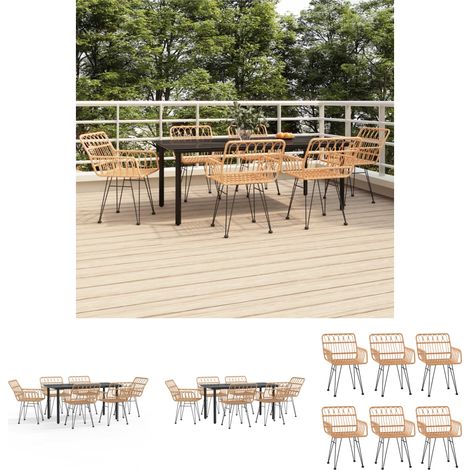 Gartenstuhl - vidaXL 7-tlg. Garten-Essgruppe Poly Rattan - Gartenesszimmer (1/5)