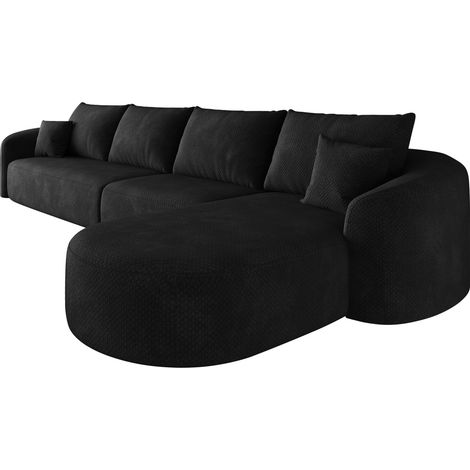 Sofá rinconera en L de 336 cm en tejido negro, modular sin montaje (1/5)