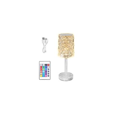 Bunte LED-Kristall-Tischleuchte, wiederaufladbare Kristall-Diamant-Tischleuchte, dimmbare Kristall-Diamant-Lampe, Kristalllampe mit Fernbedienung, für Schlafzimmer, Wohnzimmer [Cla-Crezuo]