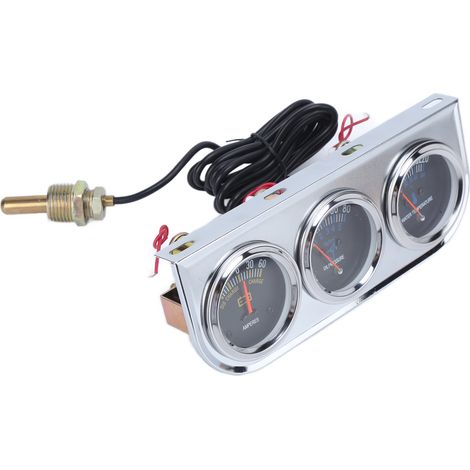 Juego de 3 indicadores de 52 mm para presión de aceite, temperatura y amperaje, compatibles con vehículos de 12 V.