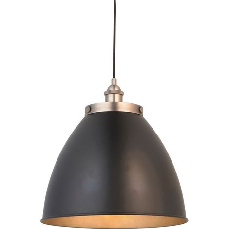 Endon Franklin Lampadario a Sospensione Singola, Lastra Peltro Invecchiato, Verniciatura Nero Opaco (1/5)