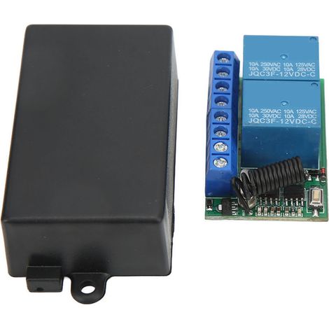 Ortviai Relais Sans Fil 2 Canaux 12 V – Télécommande RF Apprenante pour Portail, Volet Roulant, Porte/Fenêtre et Moto