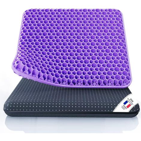 Coussin de siège en Gel,Respirant et Confortable, avec Housse Amovible et Base antidérapante,pour Voiture, Bureau, Maison, Fauteuil Roulant et Chaise (Violet-94) (1/5)
