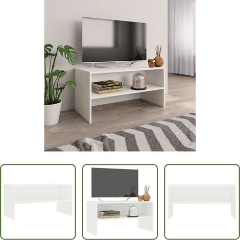 Meuble tv bois -  Meuble TV Blanc 80x40x40 cm Bois d’ingénierie (1/5)